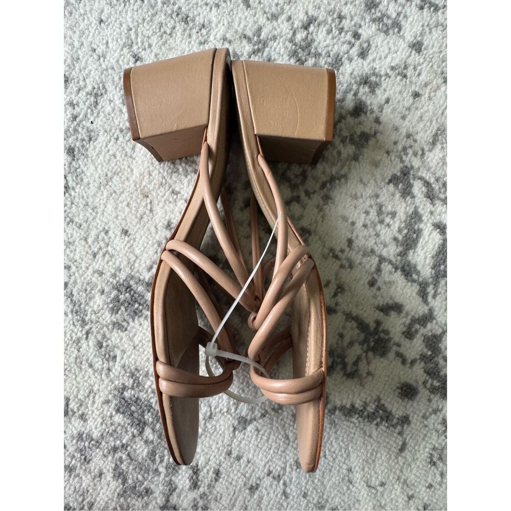Nude Strappy Block Heel Slide Sandals - Picture 4 of 9